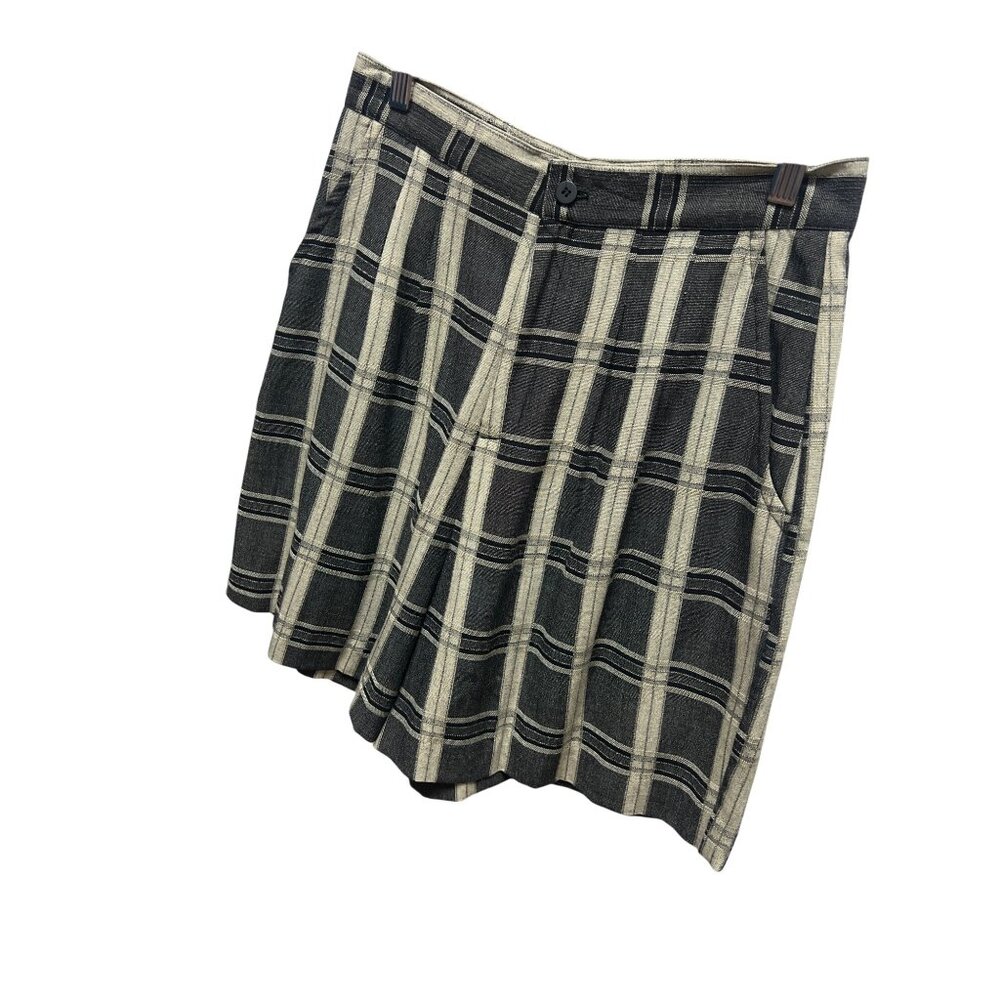 Saks Fifth Avenue Vintage 90's Black and Tan Plaid Bermuda Shorts